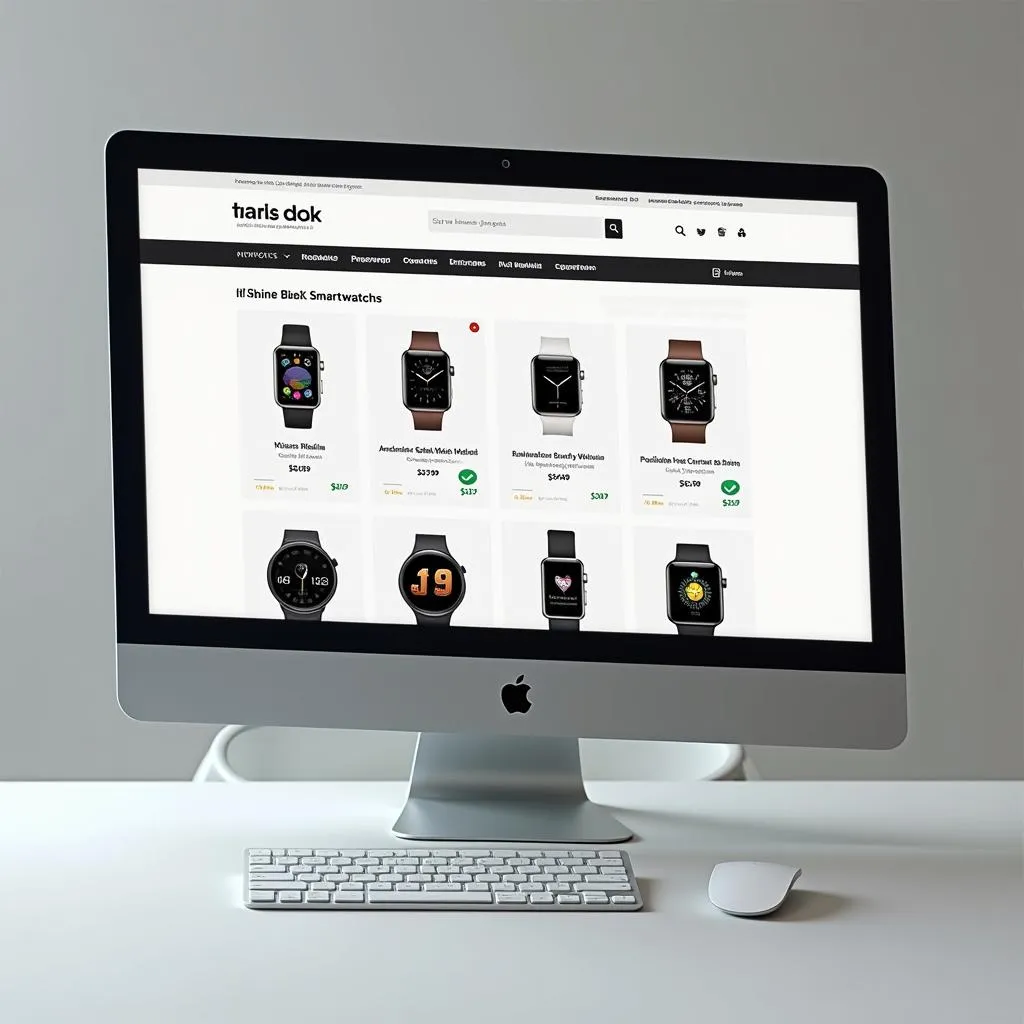 Various smartwatches displayed on an e-commerce website