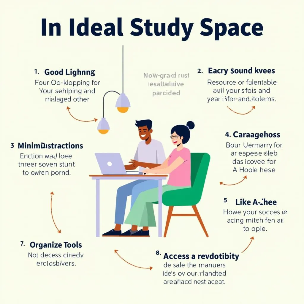 Infographic showing elements of an optimal study environment