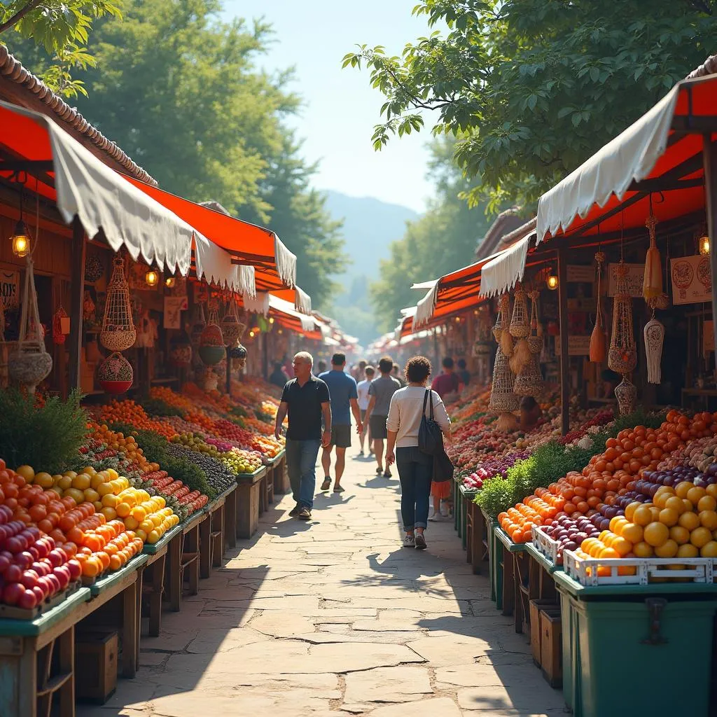 Diverse stalls at an outdoor market