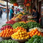 Colorful stalls at an outdoor market