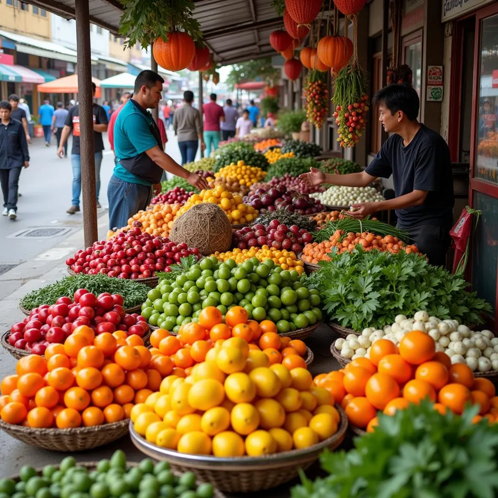 Colorful stalls at an outdoor market