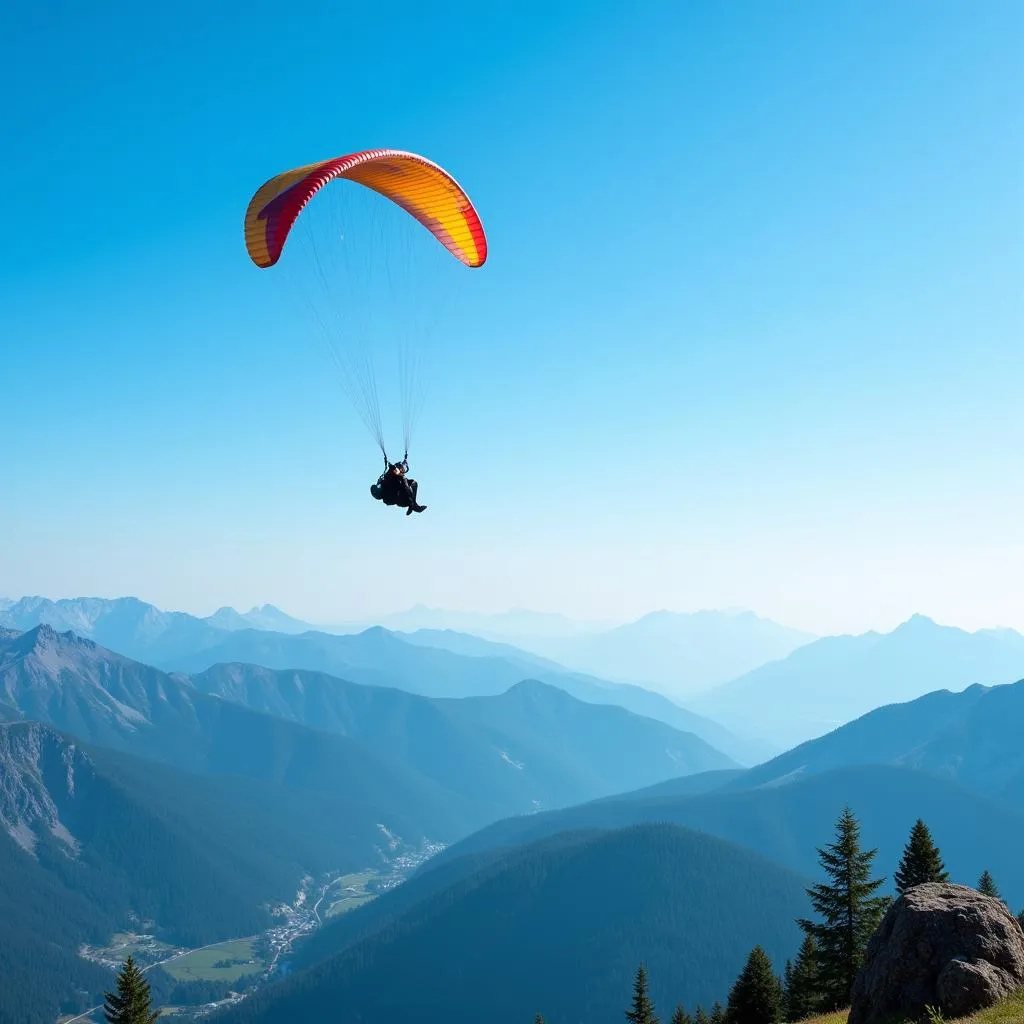 Paragliding over mountains