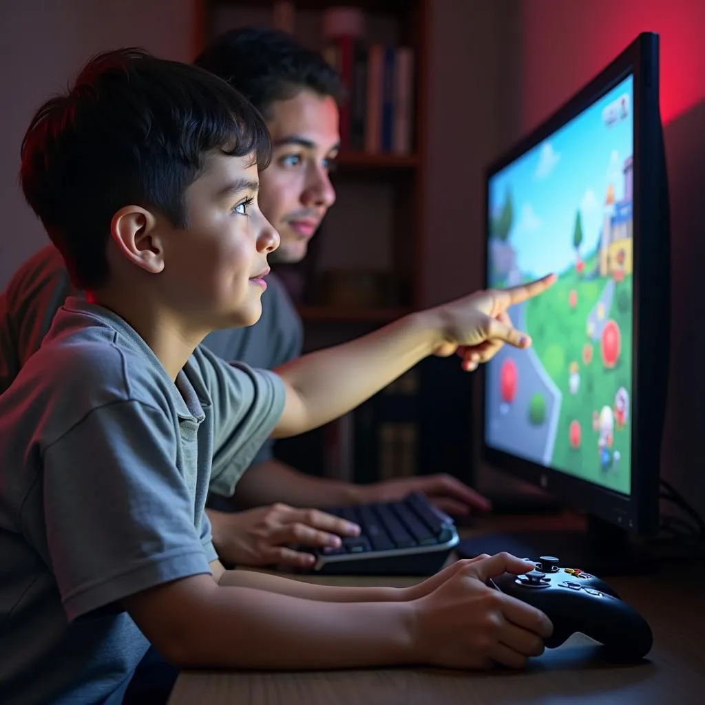 Parent supervising child's gaming activity