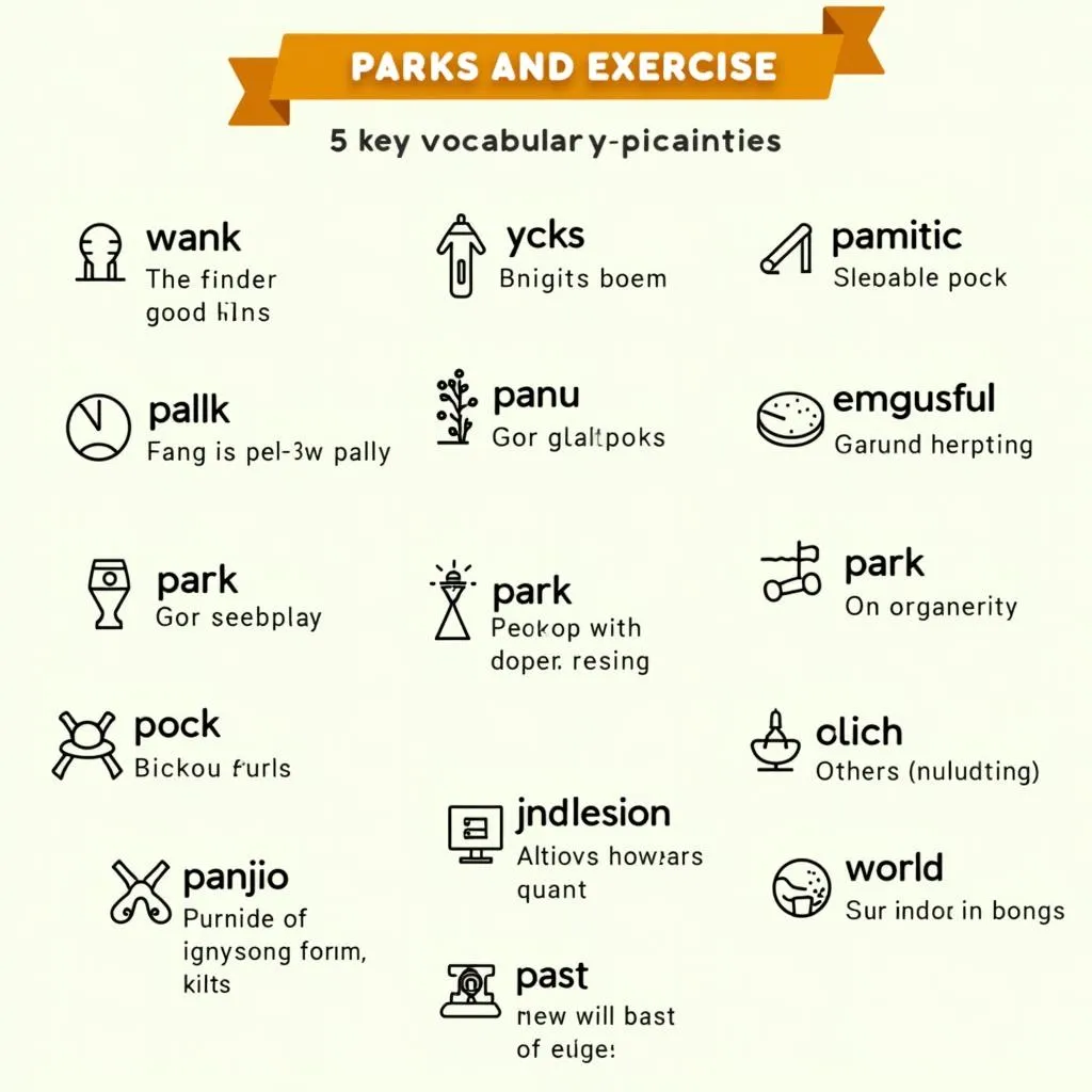 Key vocabulary for describing park exercise