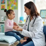 Pediatrician examining a young patient