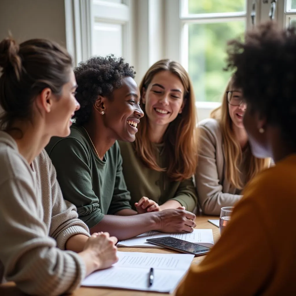 Group of people discussing their goals and aspirations.