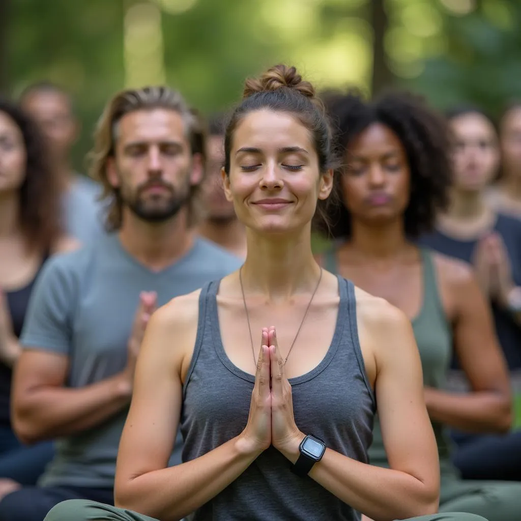 Group meditating peacefully