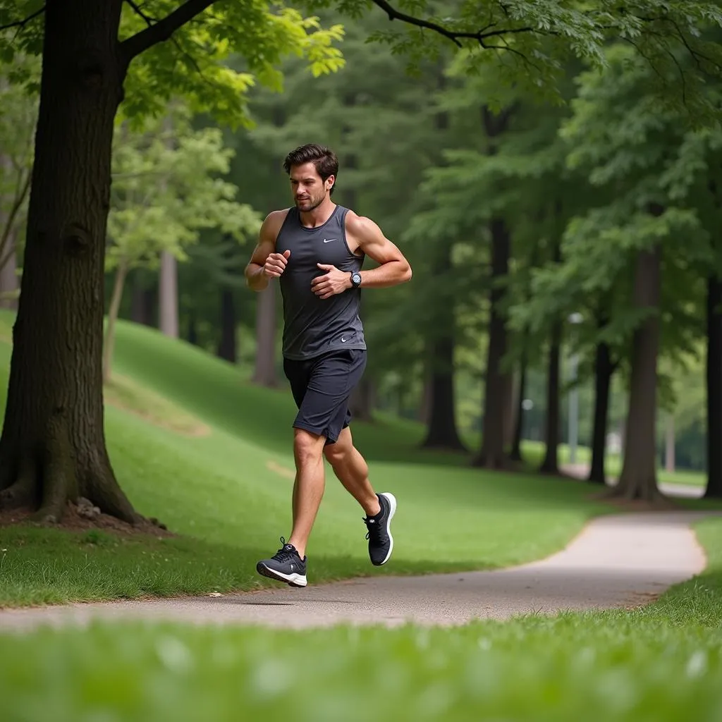 Person exercising in a park