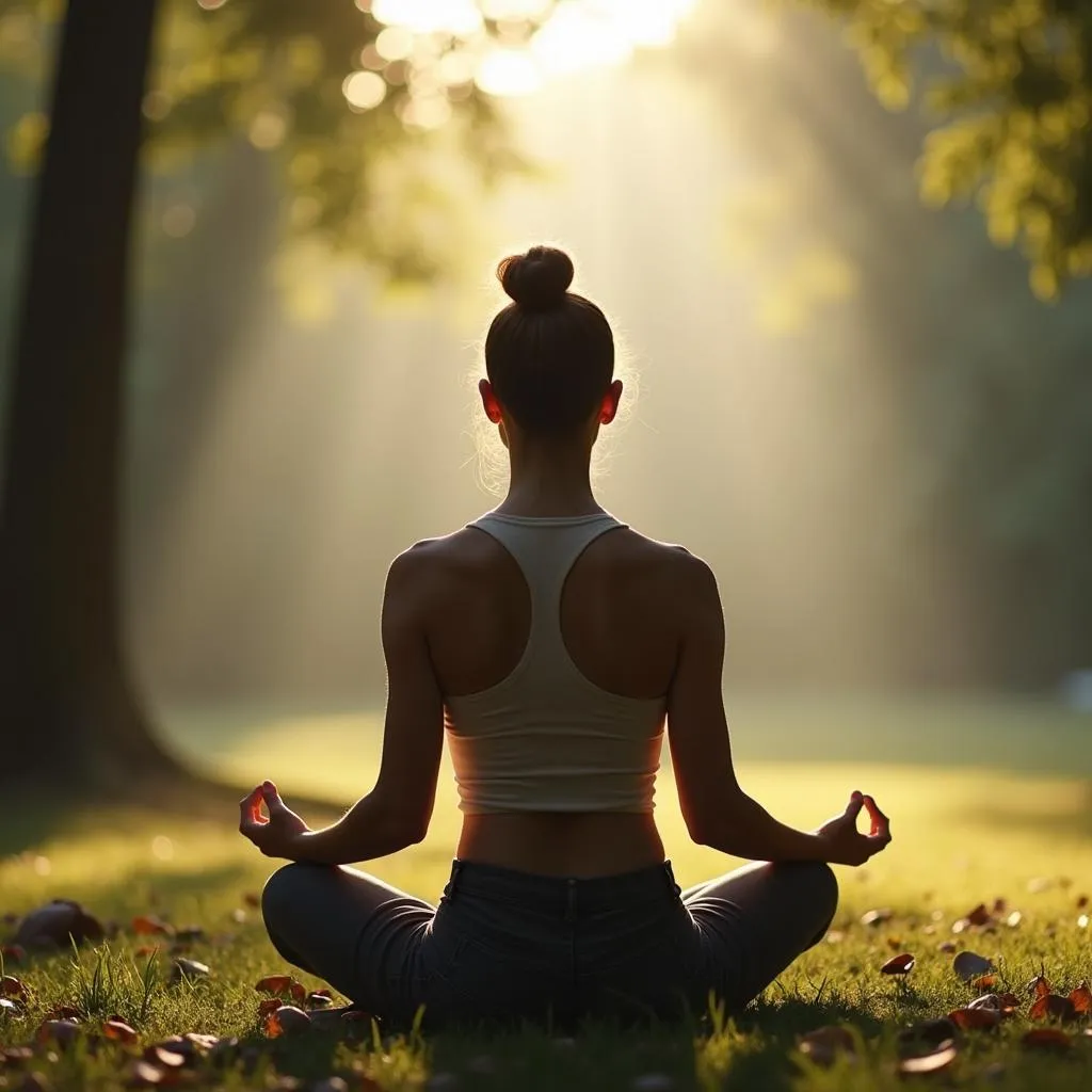 Person meditating in a calm environment