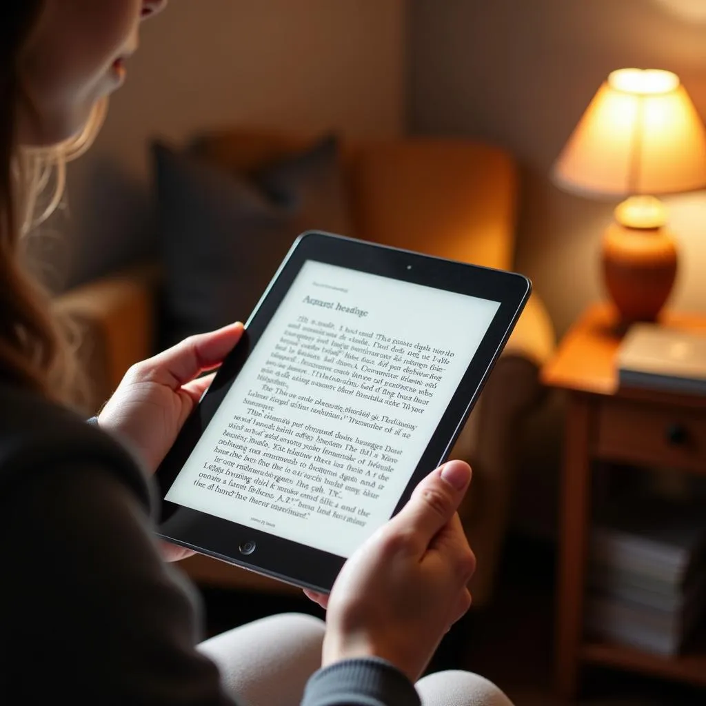 Person reading an ebook on a tablet