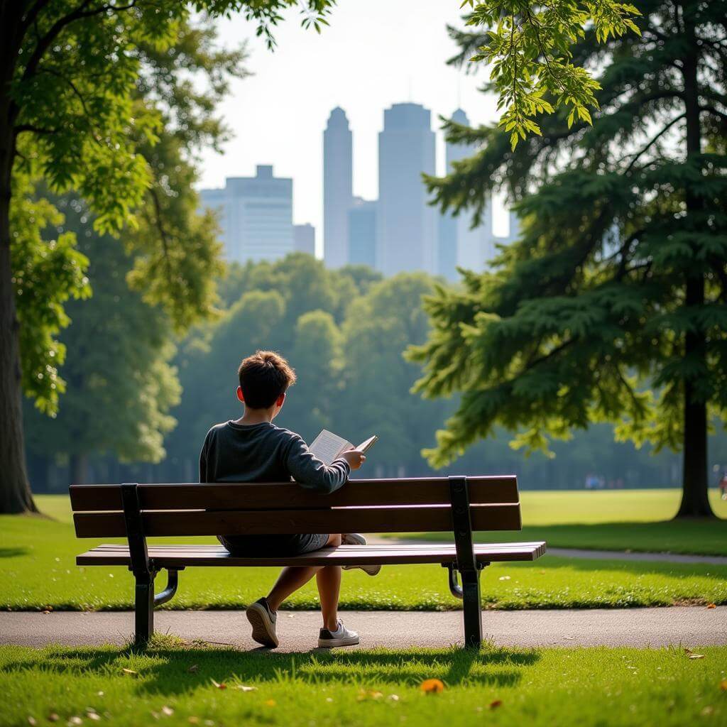 Person enjoying leisure time in a city park