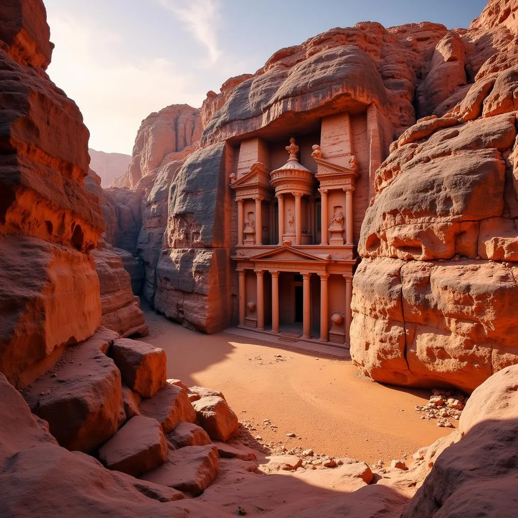 Ancient city of Petra in Jordan with unexpected impact