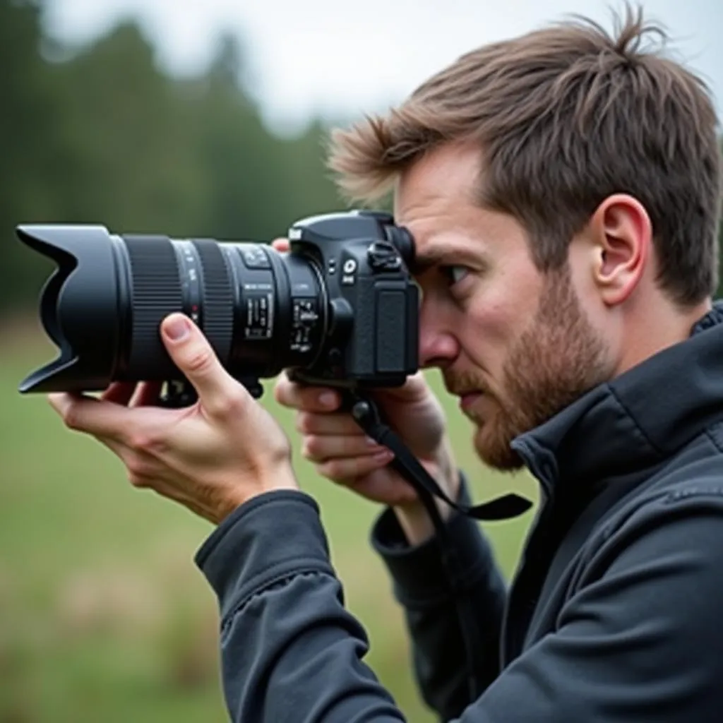 Person taking a photo with a professional camera