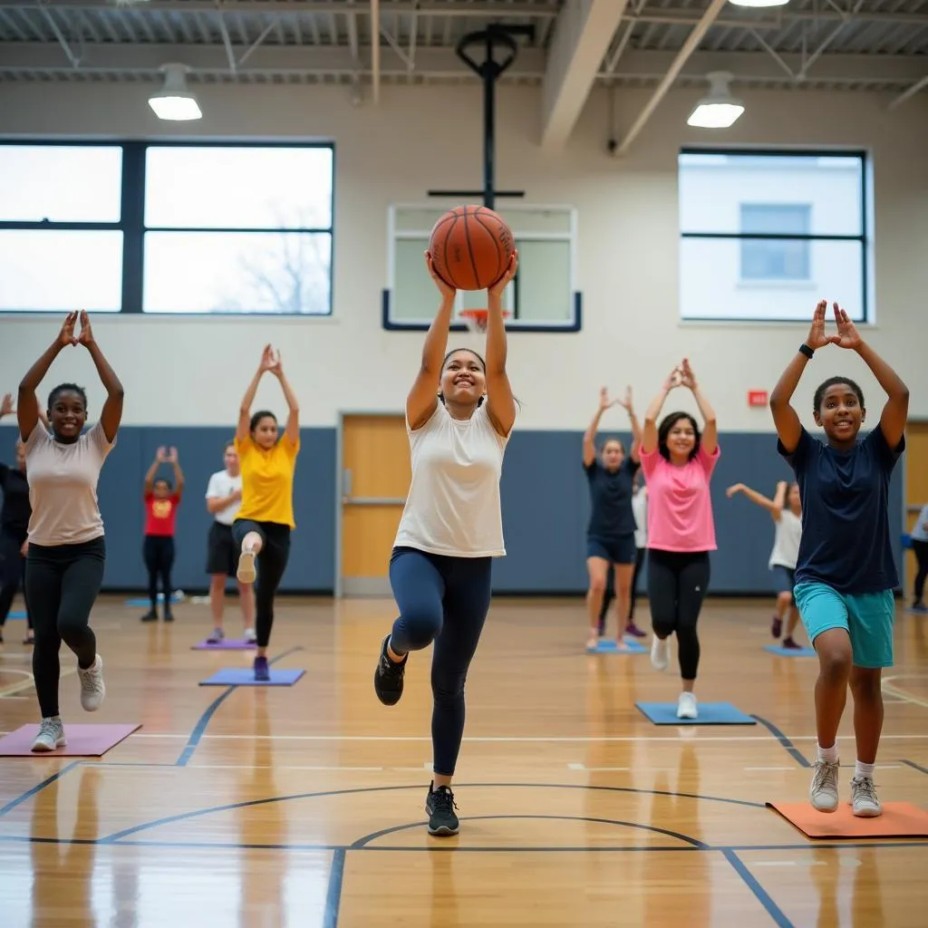 Diverse physical education activities in school