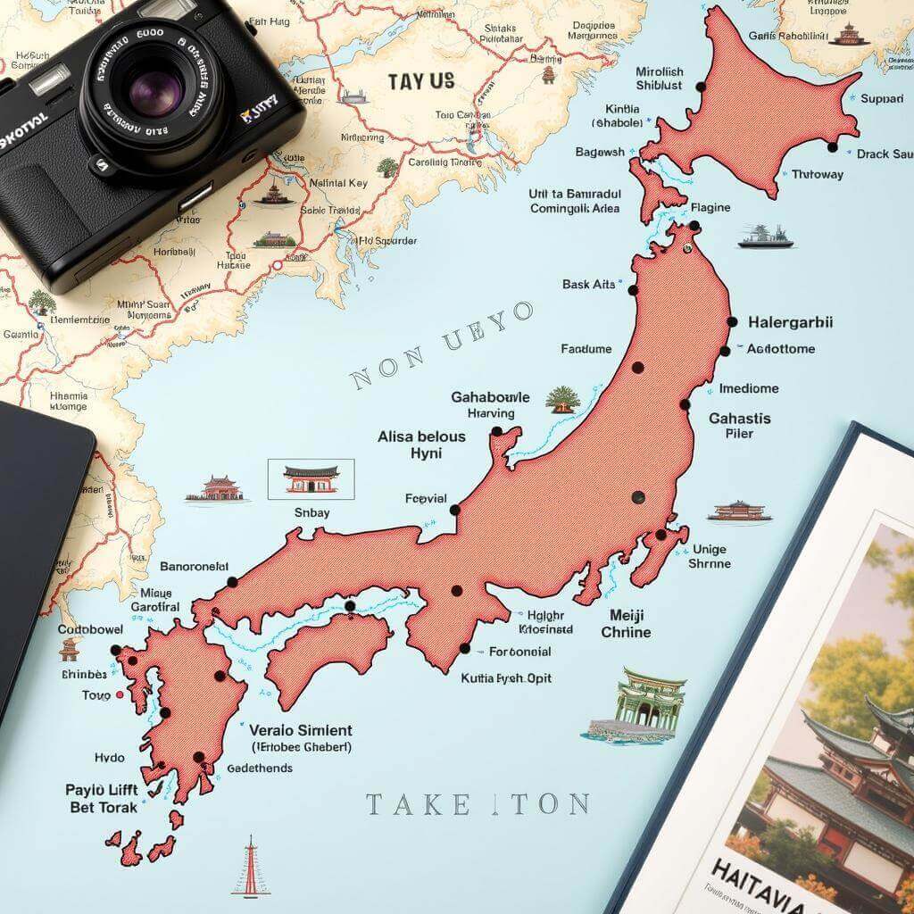 Planning a trip to Japan with an itinerary map