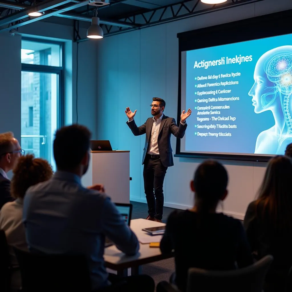 Presenter engaging audience at a workshop