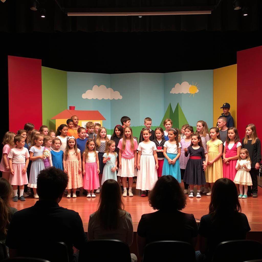 Children performing in primary school play