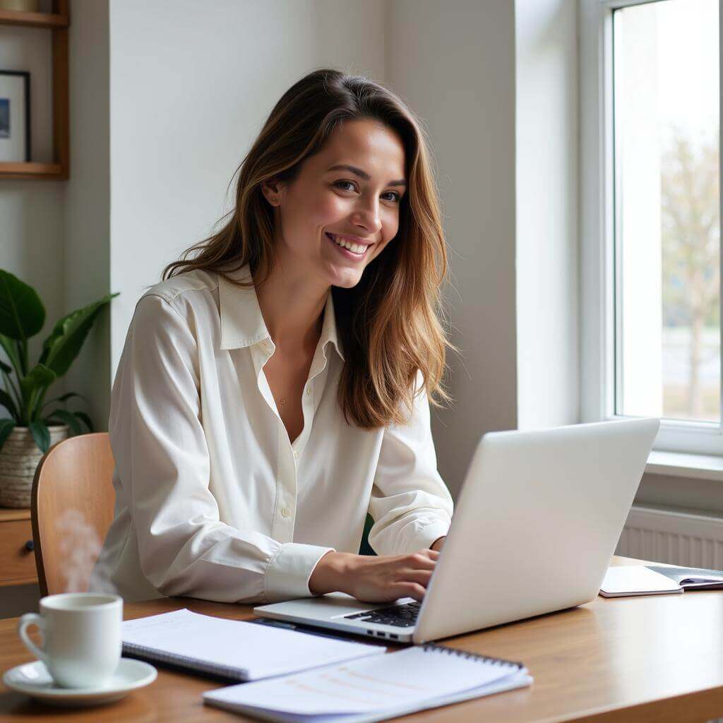 Woman enjoying a productive morning routine