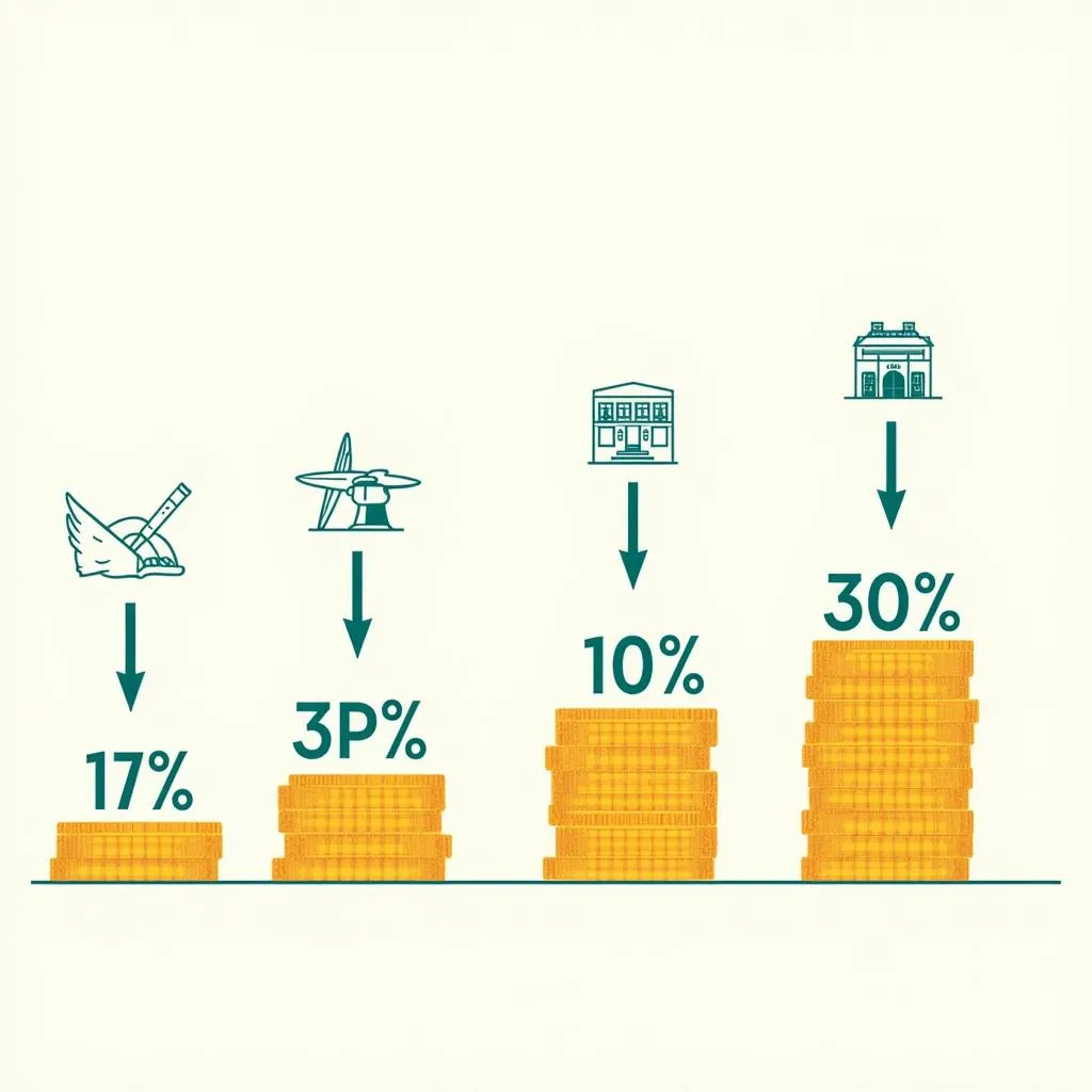 Progressive taxation system illustration