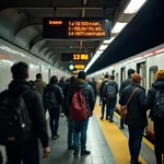 Busy subway station with commuters