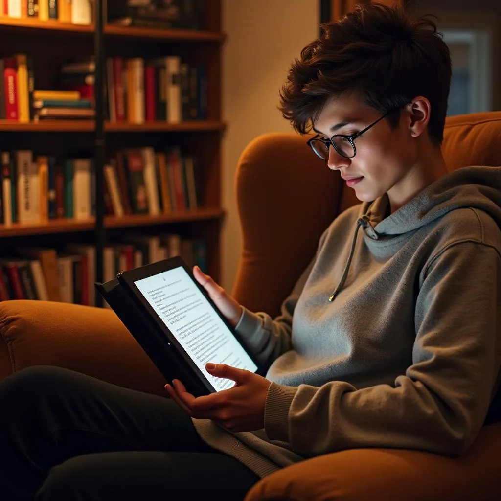 Person Reading an E-book