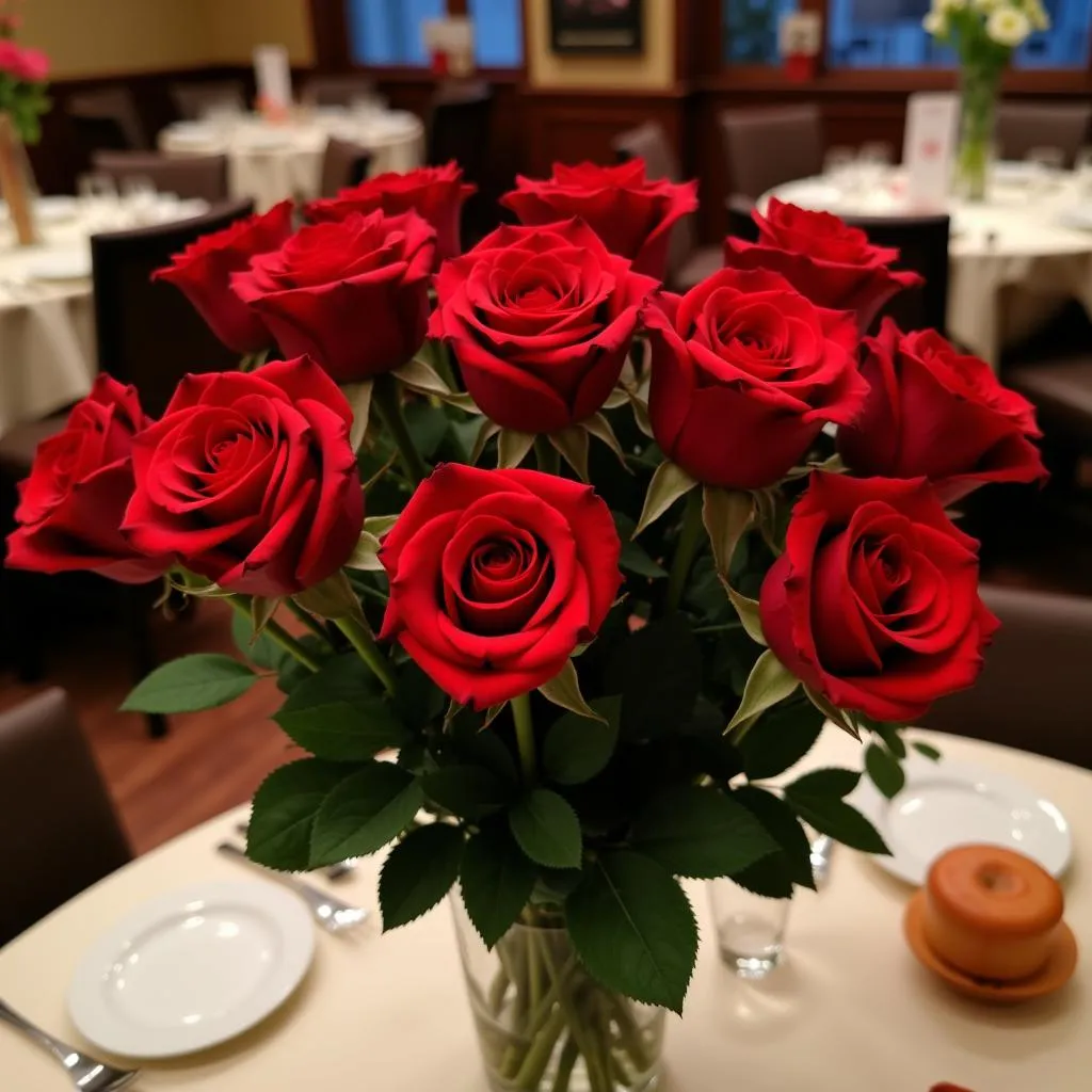 Beautiful bouquet of red roses as a gift