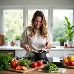 Person cooking in a relaxed kitchen setting