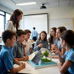 Children learning about renewable energy in a classroom