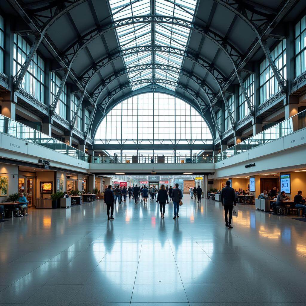 Renovated central railway station with modern design