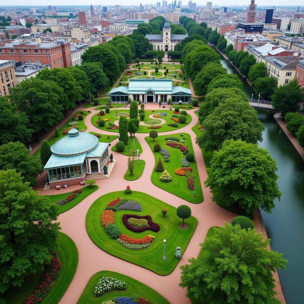 Aerial view of Riverside Botanical Gardens