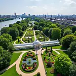 Aerial view of Riverside Botanical Gardens in London