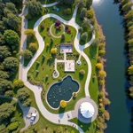 Aerial view of Riverside Gardens Park