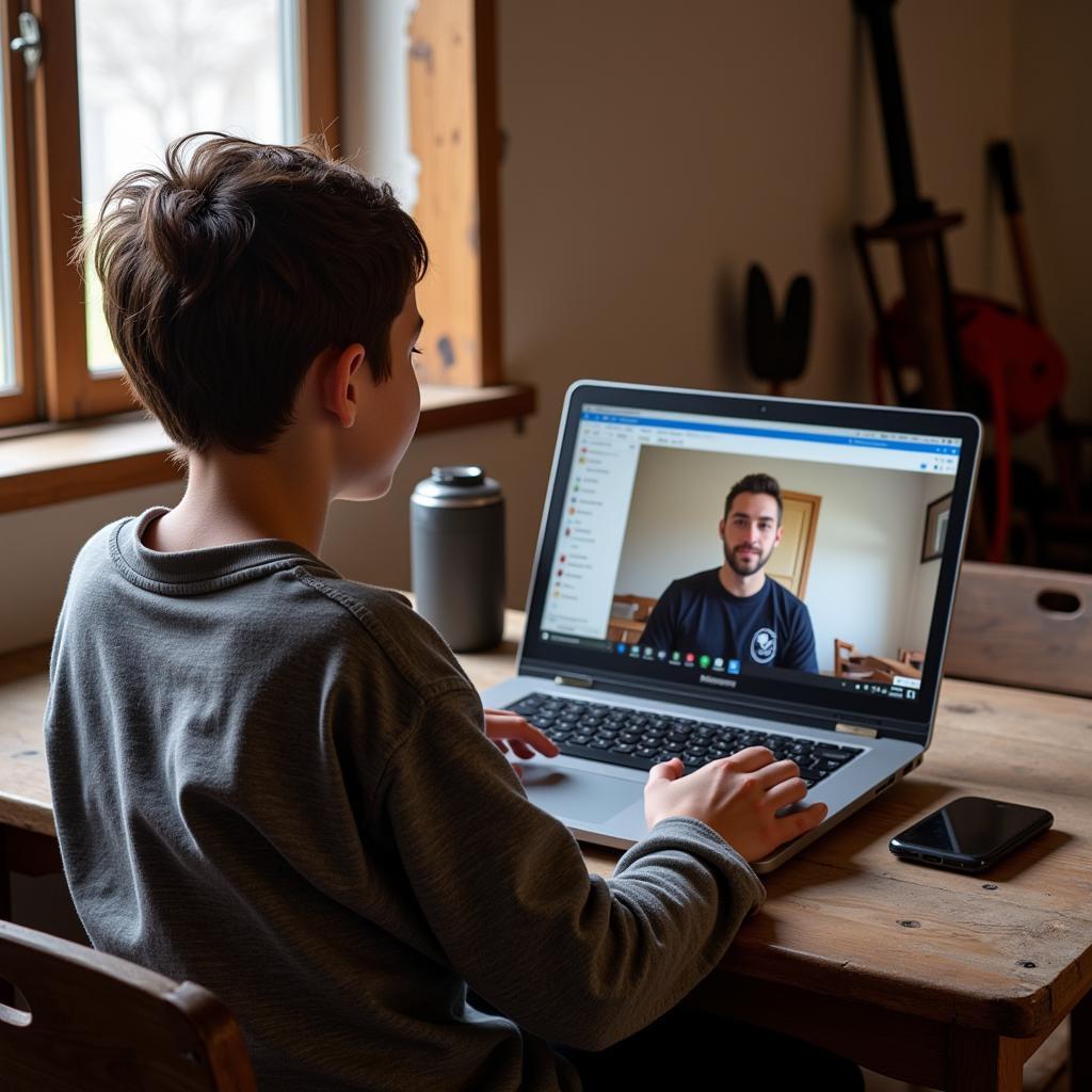 Rural student in a virtual mentoring session