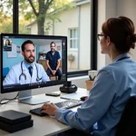 Rural telemedicine consultation between doctor and patient