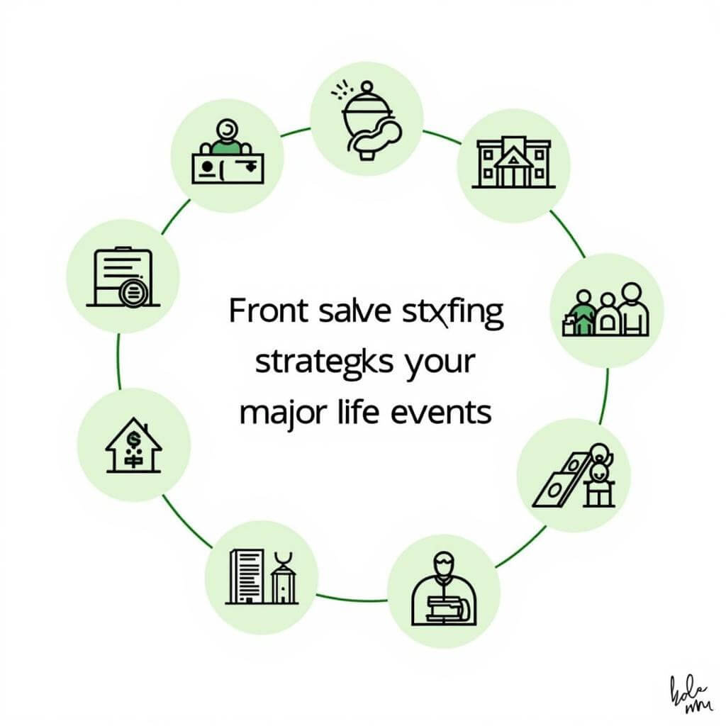 Illustration of saving strategies for major life events