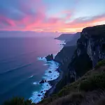 Scenic clifftop overlooking vast ocean