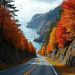 Scenic drive along the Cabot Trail in Nova Scotia