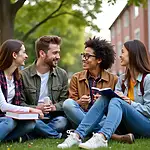 School friends laughing together