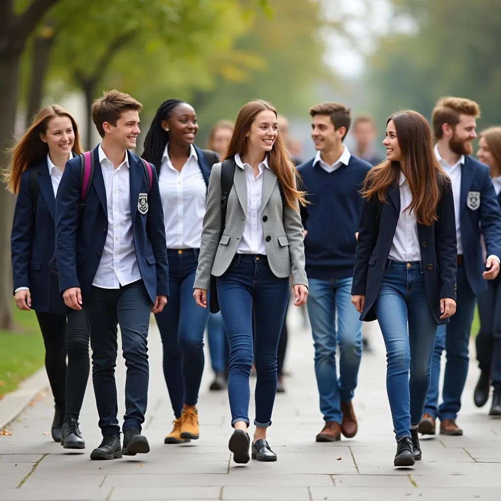 Students in diverse school attire