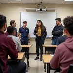 Students debating school uniform policy