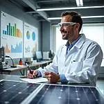 Scientist enjoying research in renewable energy lab