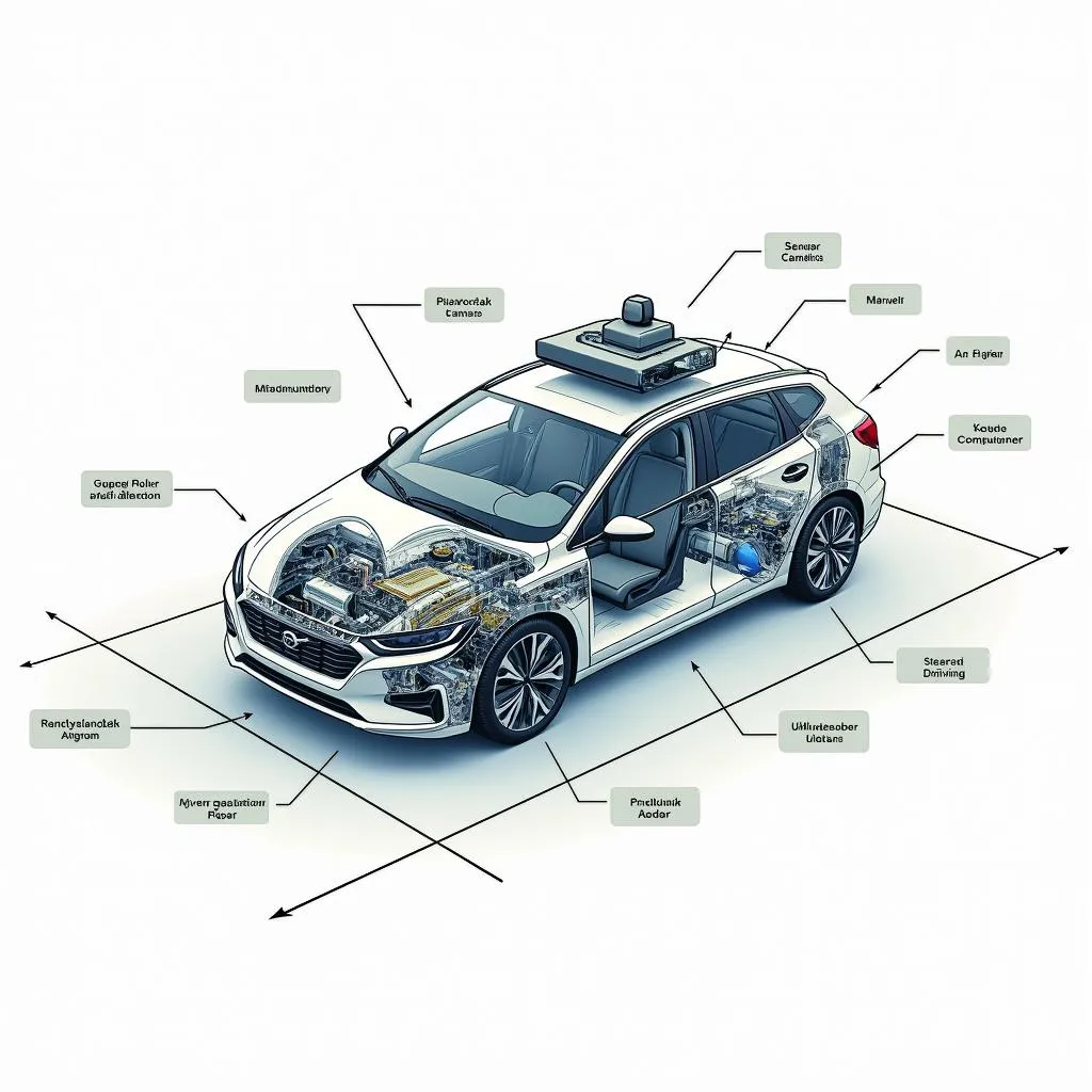 Self-driving car technology illustration