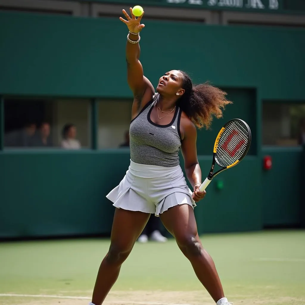 Serena Williams demonstrating her powerful serve