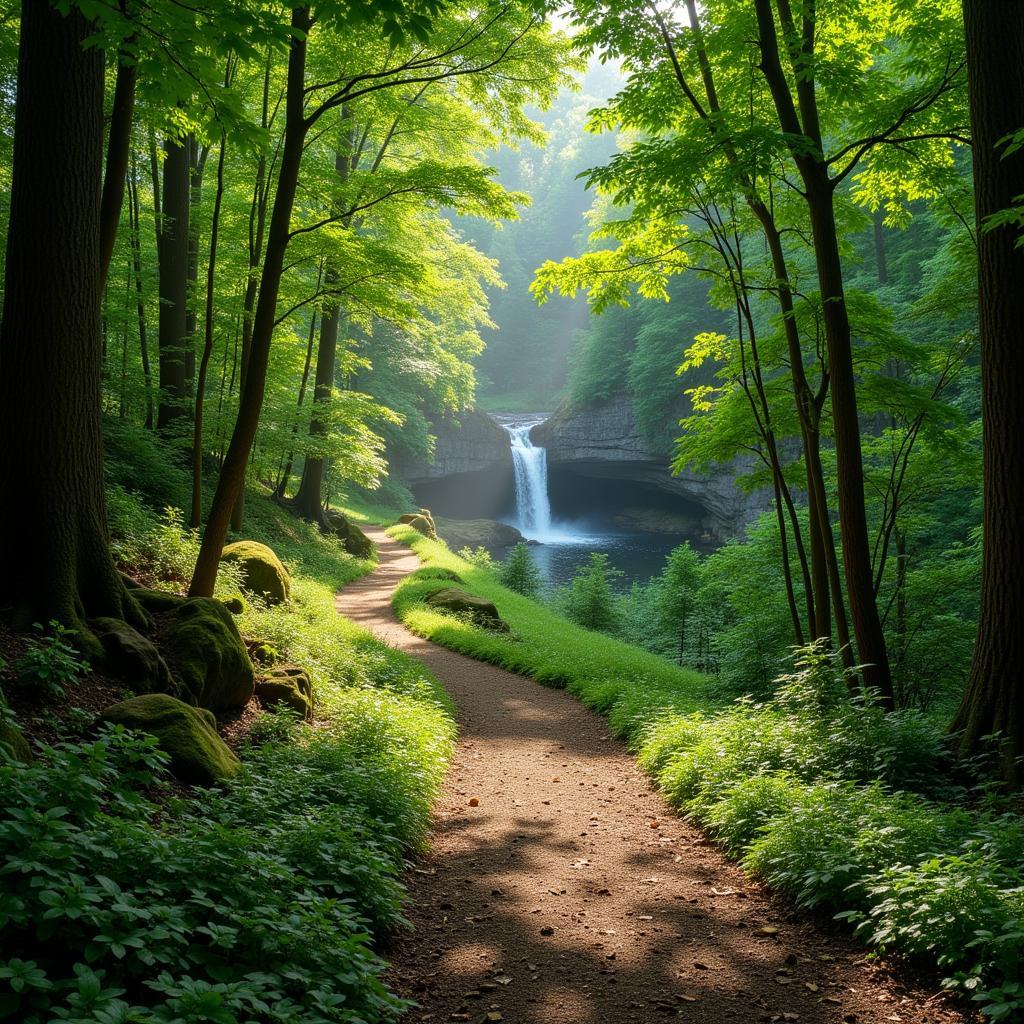 Serene mountain trail in a national park