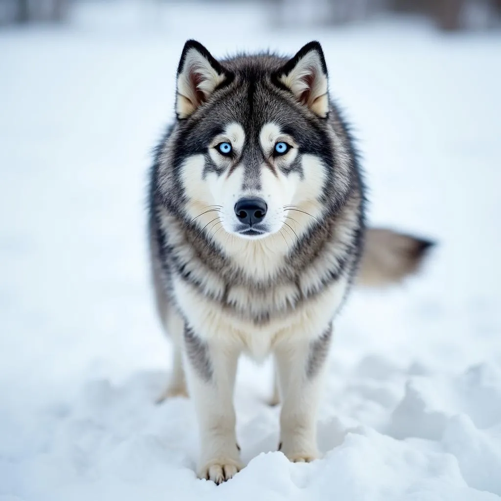 Siberian Husky standing in snow