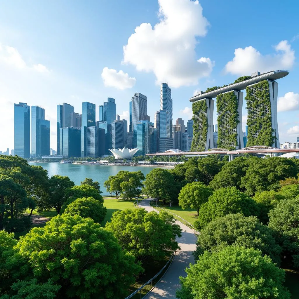 Singapore cityscape with green spaces