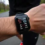 Smartwatch displaying fitness tracking features