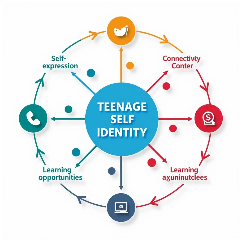 Diagram illustrating social media's impact on teenage self-identity