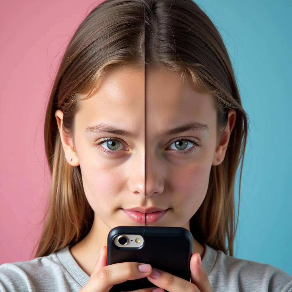 Social media's impact on teenage self-esteem illustrated