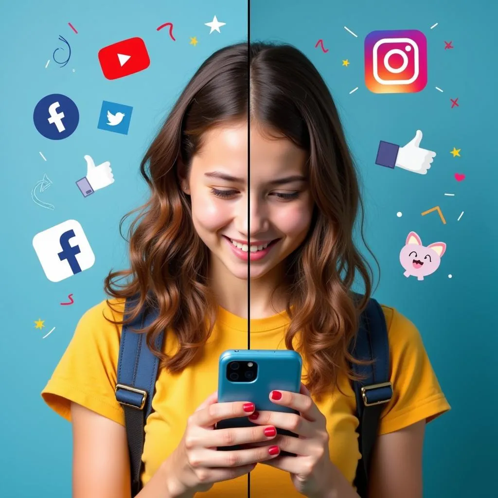 Social media's impact on teenage self-identity illustrated